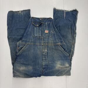 Vintage 50s Big Mac Blue Dark Workwear Denim Overalls 40x31